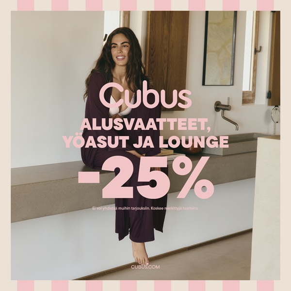 Alusvaatteet, yöasut & lounge-tuotteet -25% Cubus